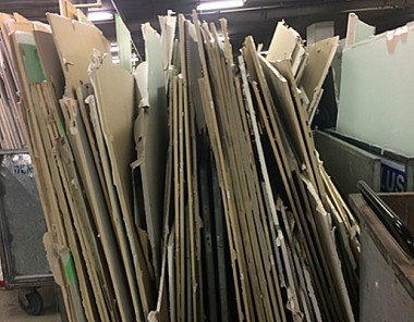 Plasterboard being removed systematically from GMT last November by Demolition Plus.