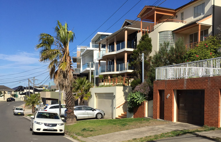City dreaming in Maroubra, Sydney, where bigger is better and aggressive blandness is all.
