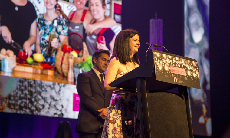 Stockland's Davina Rooney accepting the sustainability award.