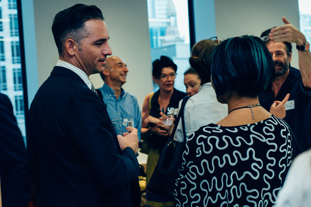 Kevin Brake, Arcadis, left, earlier in the night,