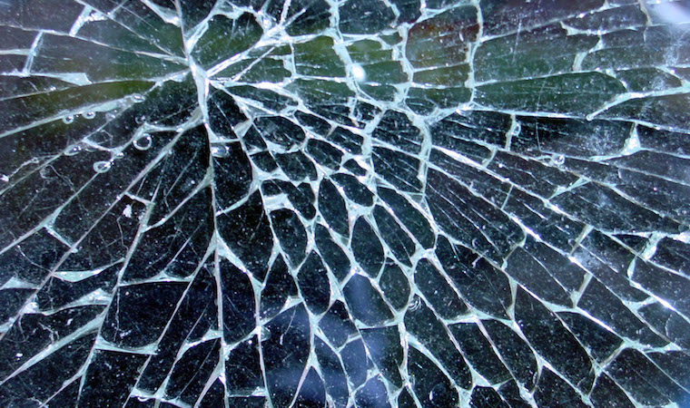 shattered glass window