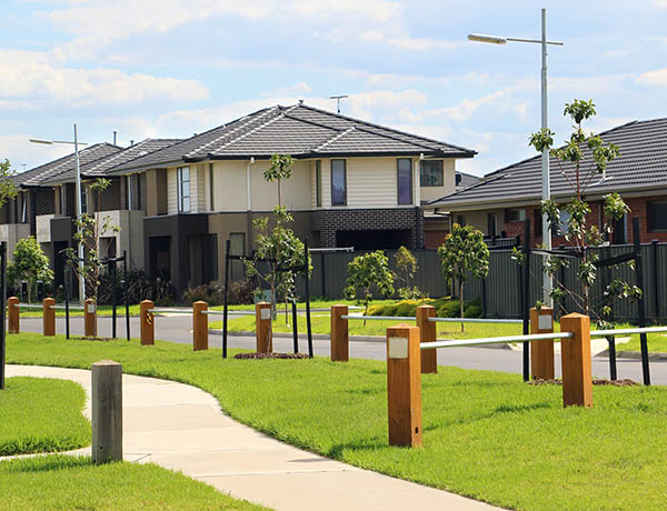 residential neighbourhood with black roofs