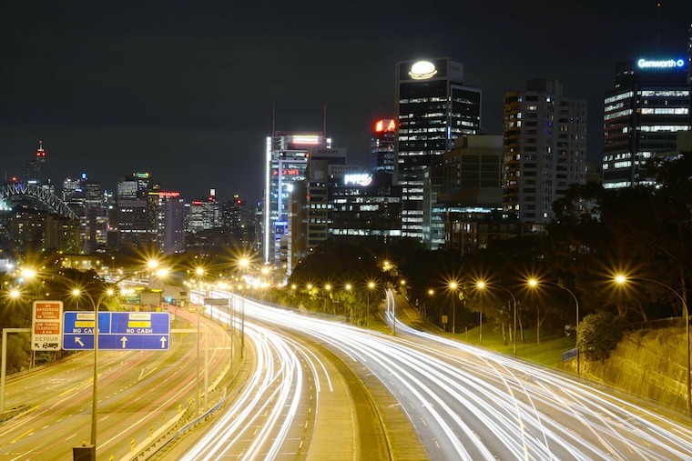 north Sydney night time roads