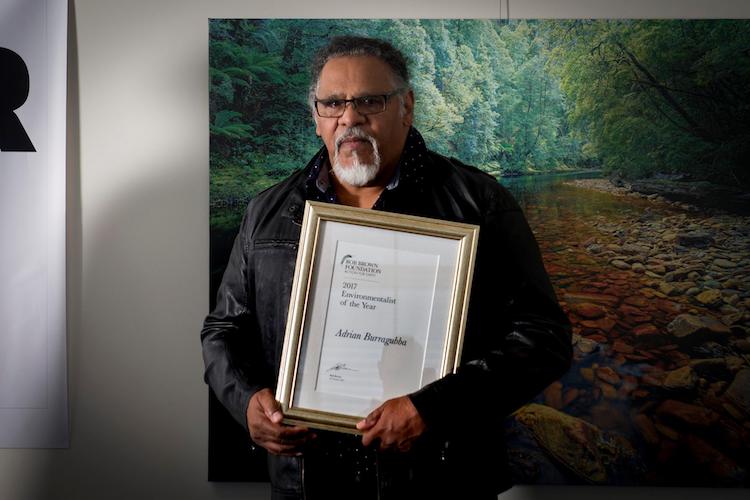 Adrian Burragubba with bob brown foundation award