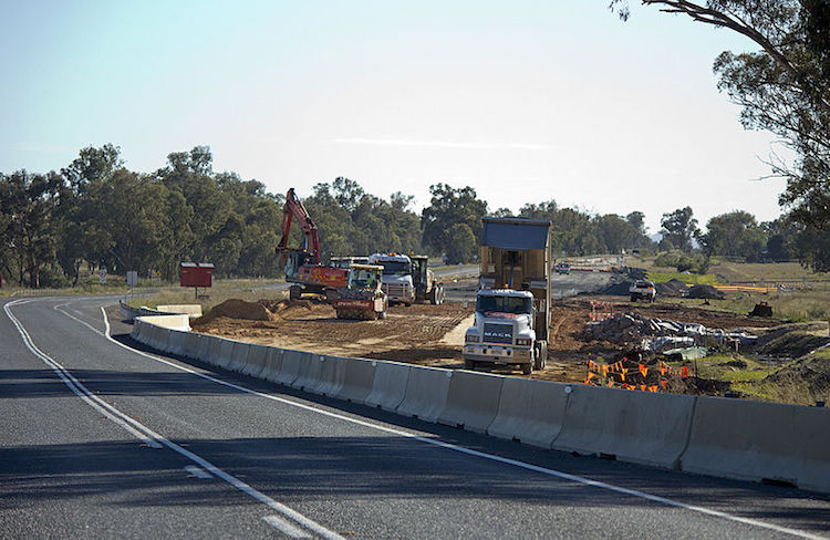 Construction work beside Hume highway