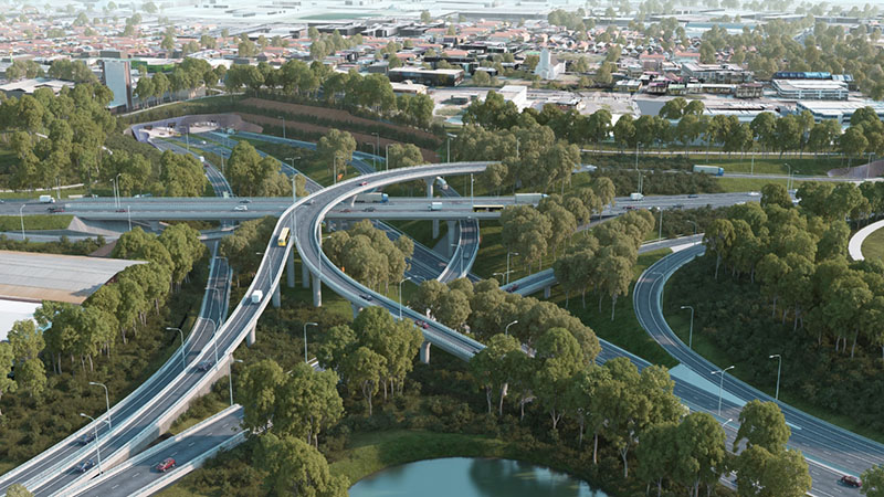 Artist’s impression of the proposed St Peters interchange.