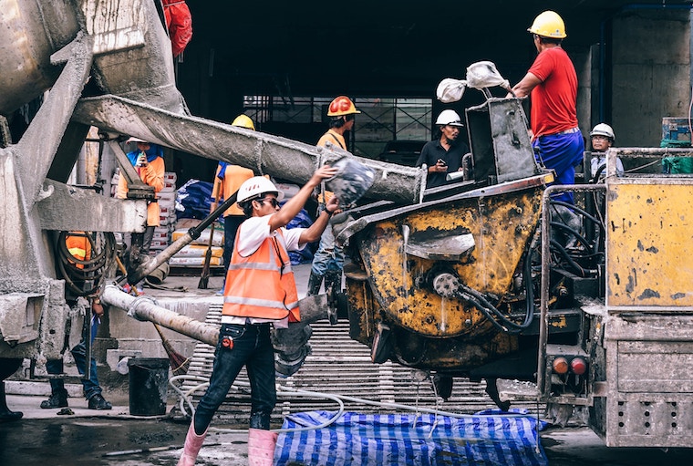 pouring concrete