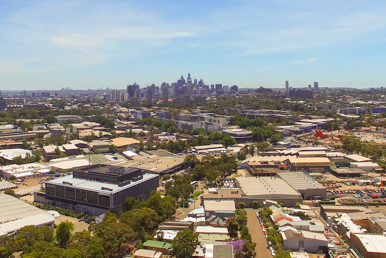 three cities Aerial view of Sydney outskirts, Australia.