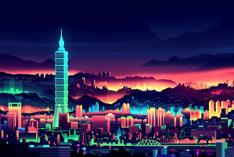 neon city illustration hydrogen