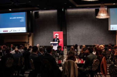 Photograph of Dr Larry Marshall, CSIRO's chief executive officer, giving his keynote address
