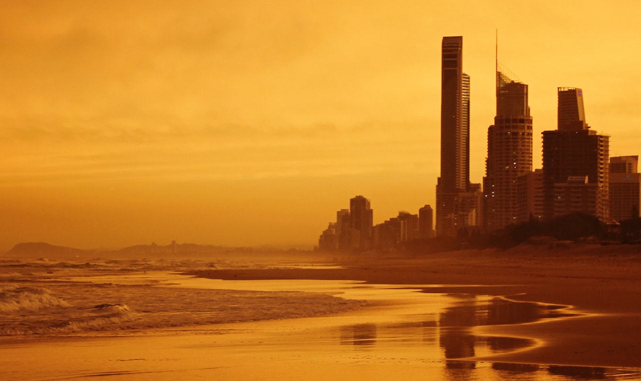 Gold coast beach builidings at dawn