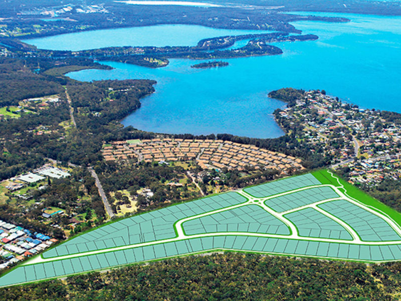 aerial view of land and water