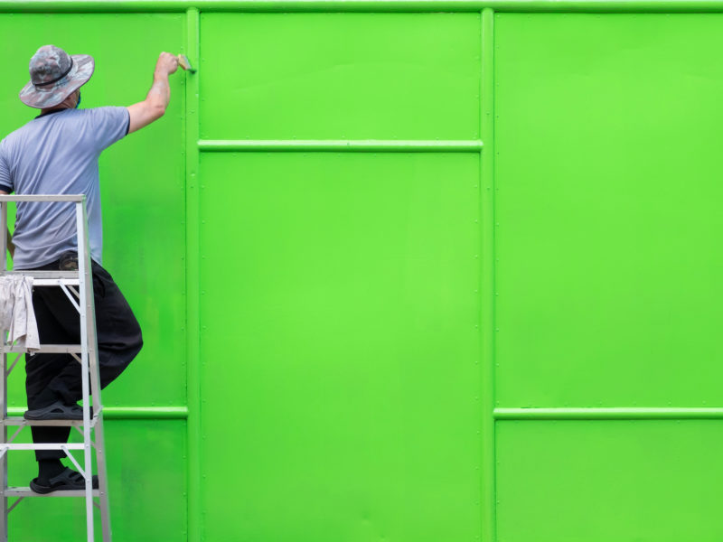 A man painted steel wall