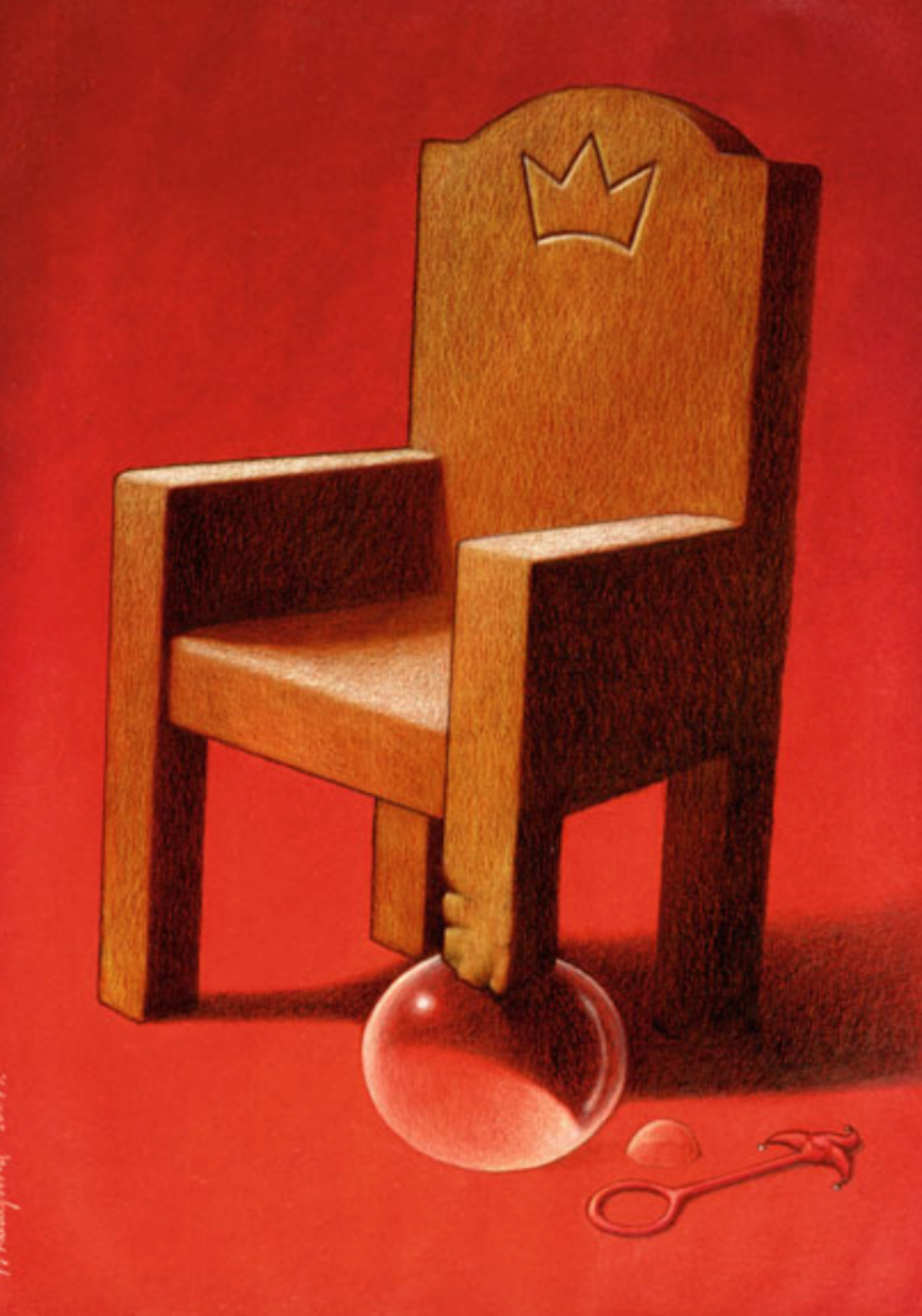 chair with red background