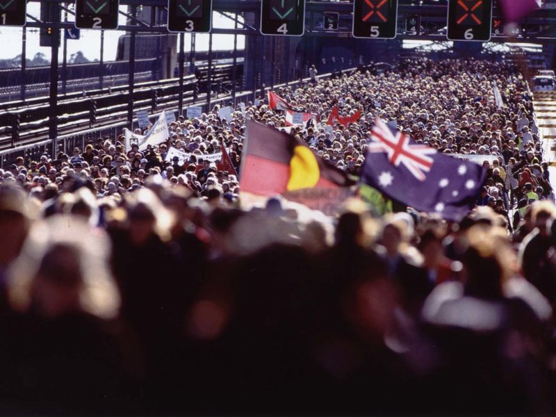 Australia Walk for reconciliation sydney harbor bridge