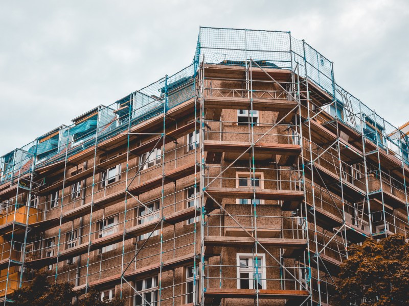 building site on old rotten building