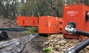 water pumps on riverbank