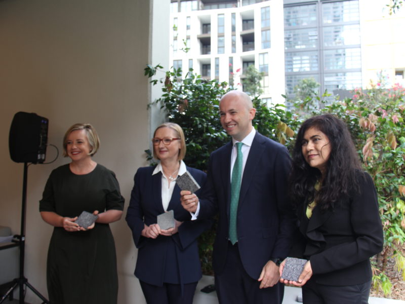 Linda Scott, City of Sydney; Susan Lloyd-Hurwitz, Mirvac; Minister Matt kean; Professor Veena Sahajwalla