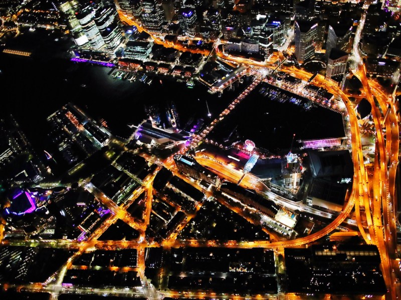 High Angle View Of Illuminated City At Night