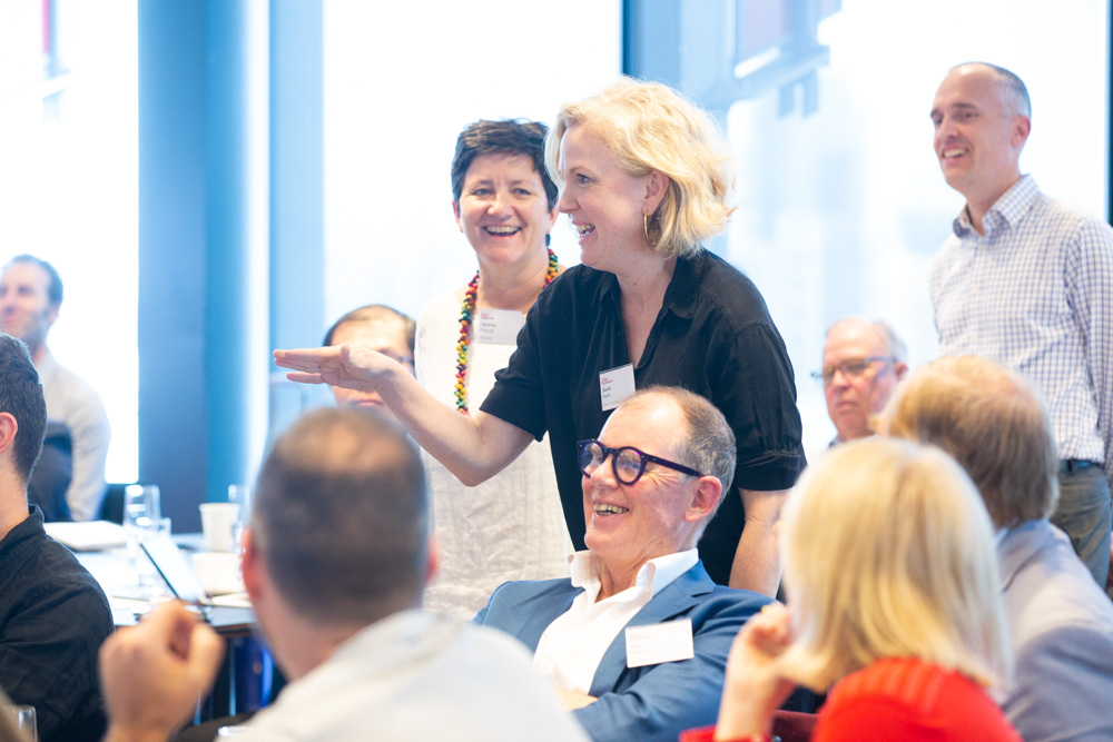 Event crowd laughing