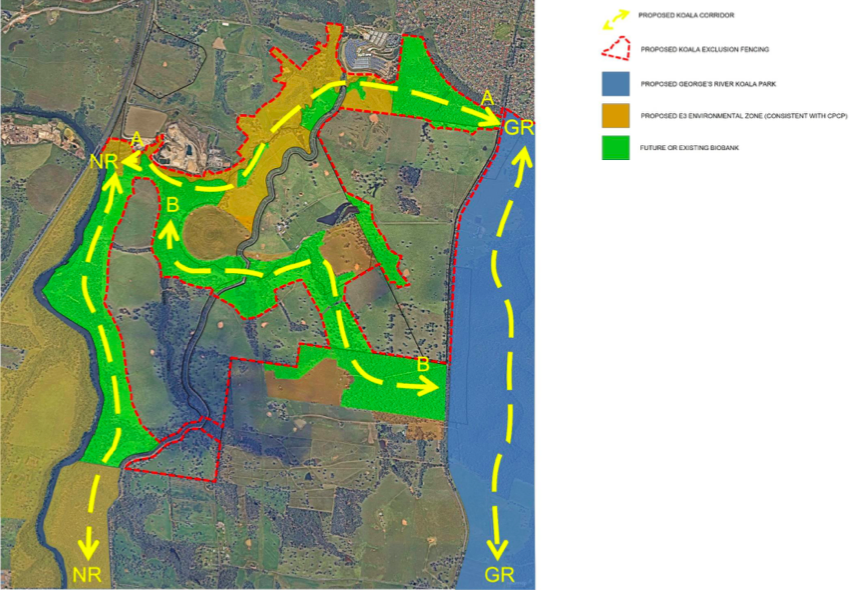 Proposal for koala corridor and koala exclusion fencing at the Mt Gilead site.