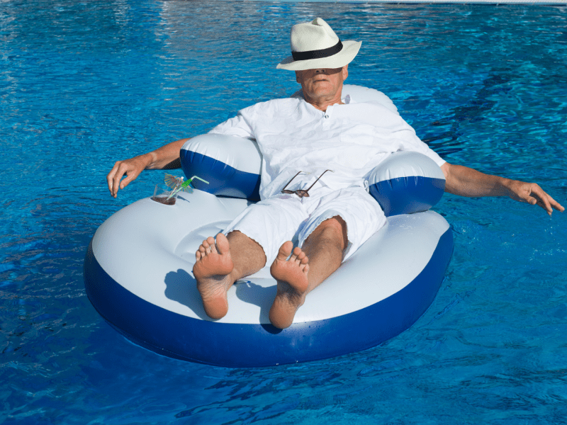 Rich man in pool