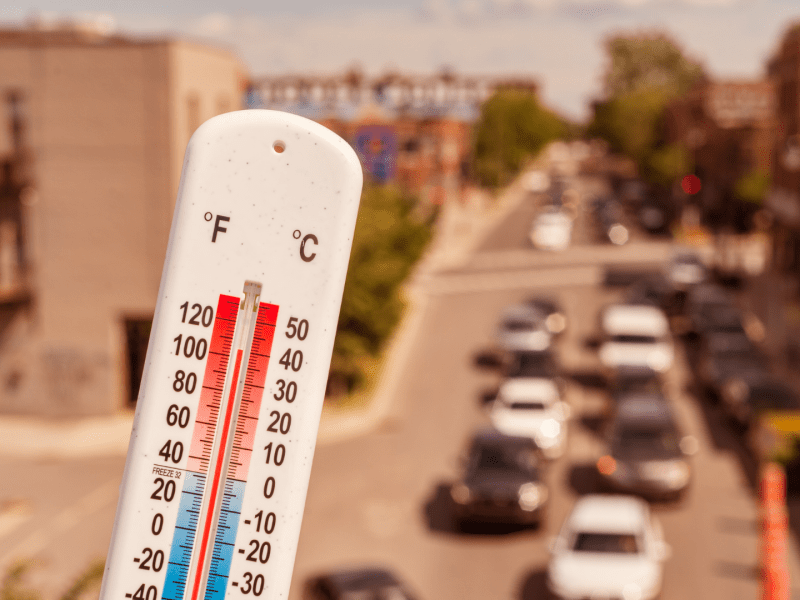 thermometer showing urban heat