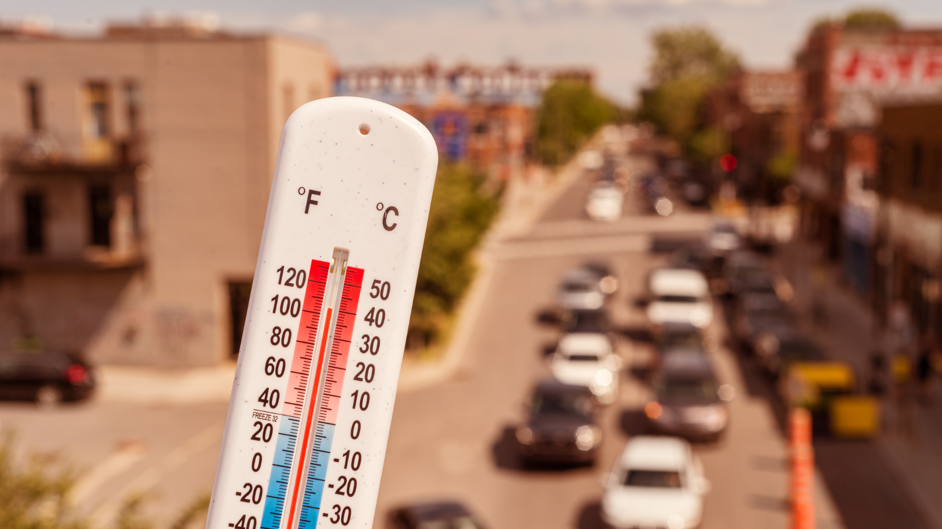 thermometer showing urban heat