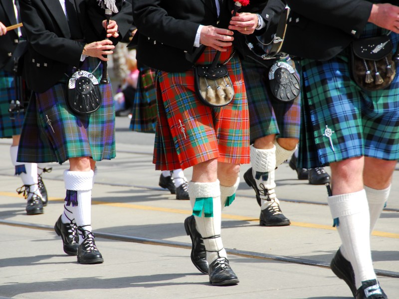 Scottish marching band at city parade
