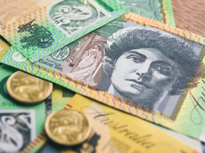 Australian currency money on the table for financial and investment concepts