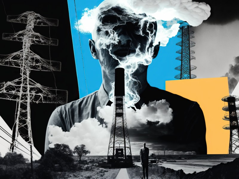 Energy crisis collage, concept of Sustainability and Environmentalism, created with Generative AI technology